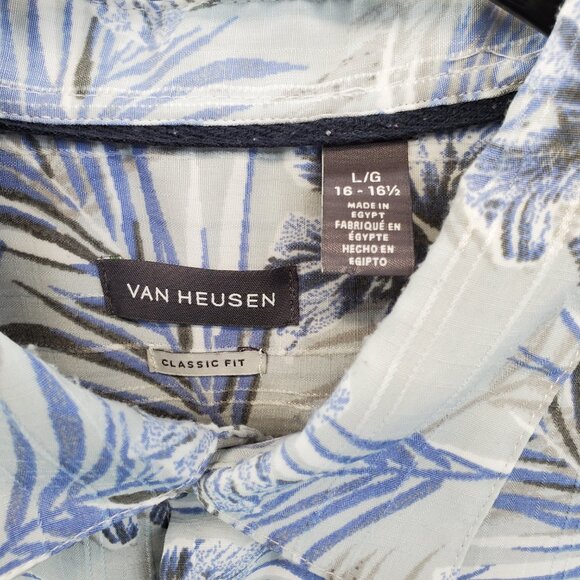 Hawaiian Short Sleeve Tropical  Classic Fit L Shirt Pocket Button Down Camp Blue - Picture 2 of 7